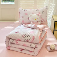 Hello Kitty Kawaii Summer Quilt Anime Cartoon Bedding Quilt Cover Student Bedding Soft Microfiber Bedspread Lightweight Coverlet Lusy Store