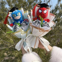 Lusy Store LLC Spider-Man Hulk Superman Captain America Plush Dolls Handmade Bouquets Gifts Bouquet
