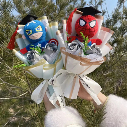 Lusy Store LLC Spider-Man Hulk Superman Captain America Plush Dolls Handmade Bouquets Gifts Bouquet