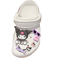 Sanrio Hello Kitty Kuromi Cinnamoroll Sneakers Buckle Set Melody LED Decorations Accessories for Slides Sandals Clogs Gifts 6Pcs Kuromi