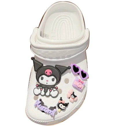 Sanrio Hello Kitty Kuromi Cinnamoroll Sneakers Buckle Set Melody LED Decorations Accessories for Slides Sandals Clogs Gifts 6Pcs Kuromi