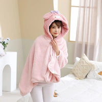 Cartoon Cute Cinnamoroll Kuromi My Melody Blanket Hooded Poncho Blanket Office Student Nap Blanket Air Conditioning Blanket Gift 80x160cm 1
