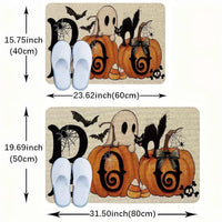 Halloween Ghost Pumpkin Pattern Welcome Doormat Rug - Machine Washable - Suitable for Bathroom Living Room, Halloween Decoration