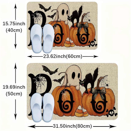 Halloween Ghost Pumpkin Pattern Welcome Doormat Rug - Machine Washable - Suitable for Bathroom Living Room, Halloween Decoration