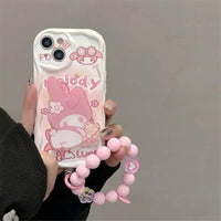 Kuromi Hello Kitty Bracket Bracelet Phone Case For iPhone 16 15 Pro Max 14 11 12 13 Mini XR 8 7 Plus X XS SE Sanrio Cute Cartoon P3