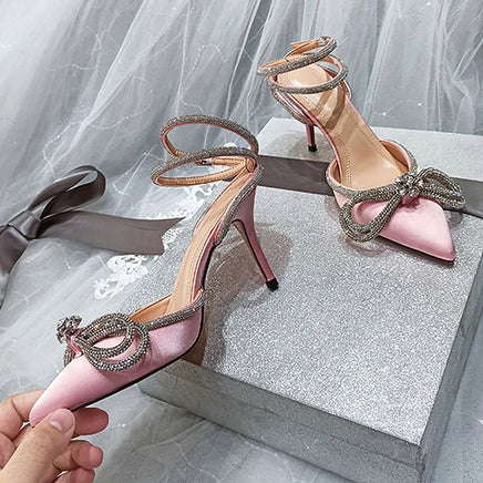 Prom shoes -High heels party prom shoes toe - Glitter rhinestones