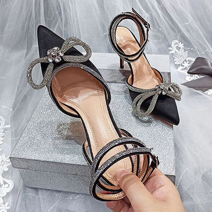 Prom shoes -High heels party prom shoes toe - Glitter rhinestones