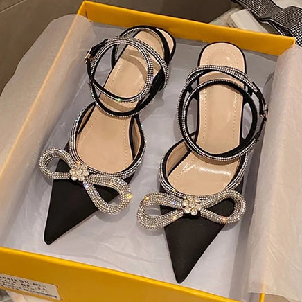 Prom shoes -High heels party prom shoes toe - Glitter rhinestones