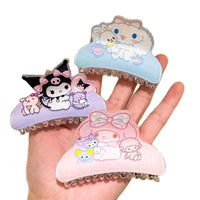 Anime Sanrio Kuromi Acrylic Clip Hello Kitty Cinnamoroll Hairpin Melody Pochacco Pompompurin Clip Girl Hairpin Shark Hair Clips