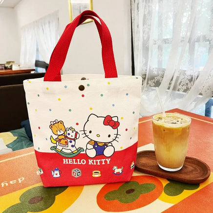Sanrio Hello Kitty Shoulder Bag For Women Kuromi Cinnamoroll Canvas Shopping Bag Casual Large Capacity Waterproof Girl'S Handbag 01