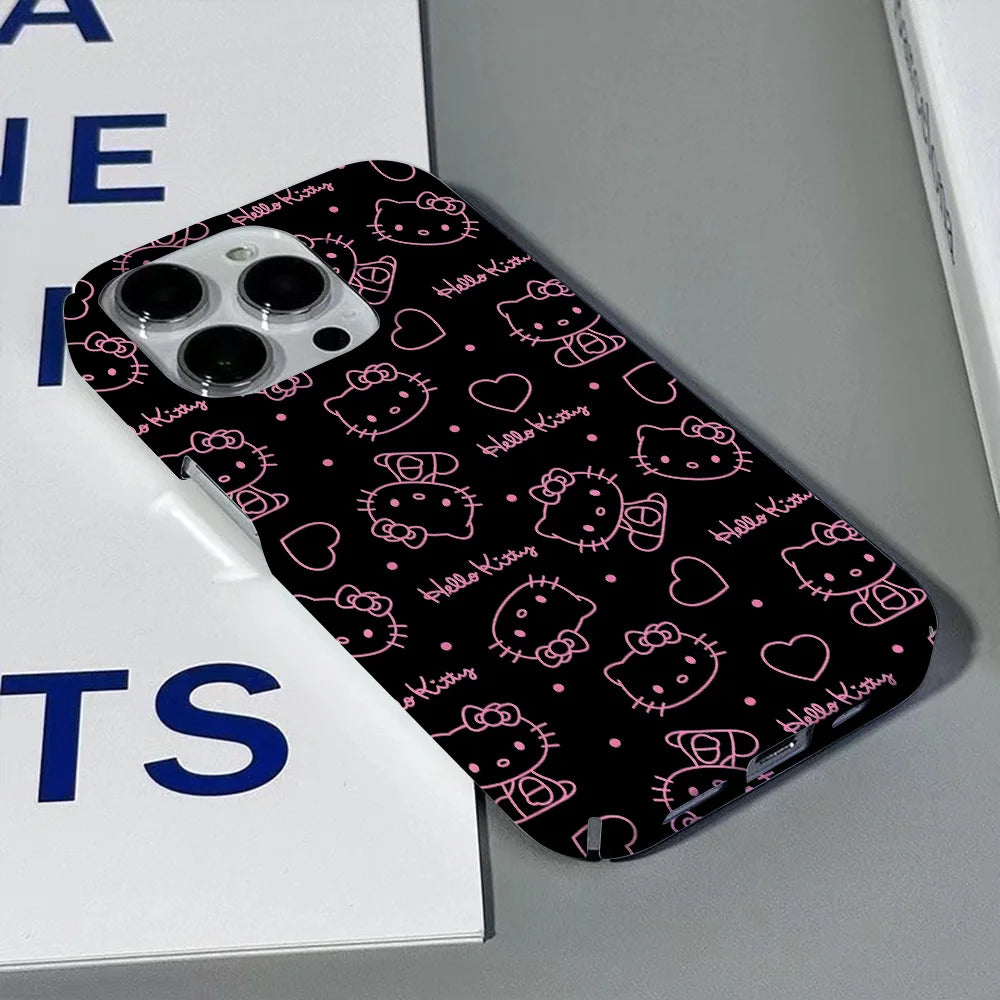 Lusy Store Cute Cartoon Hello Kitty Phone Case for IPhone 16 15 14 13 12 11 Pro Max XS XR XSMax 6 7 8 Plus Glossy HD Hard PC Cover 