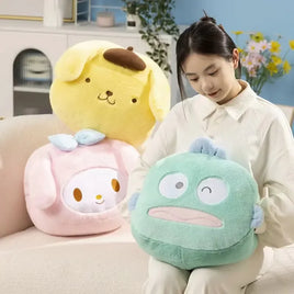 Lusy Store Sanrio Very Soft Winter Warm Hand Pillow Hangyodon My Melody Pom Pom Purin Cuddly Plushies Throw Pillow Cartoon Plush Toy Gifts 