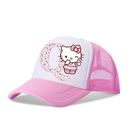 Hello Kitty Baseball Cap Peaked Hat Sanrio Cute Letter A-z Initials Print Pink Summer Adjustable Sunhat Girl Women Snapback Caps KT3026