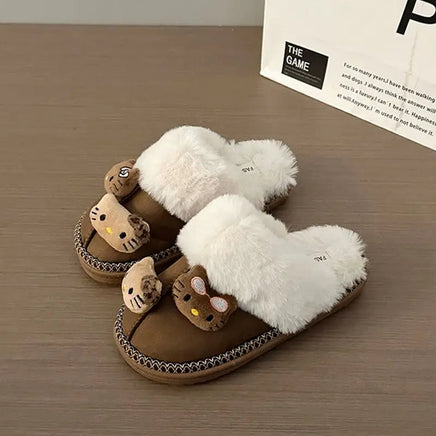 Hello Kitty Plush Slippers for Women - Sanrio Y2K Cute Home Shoes