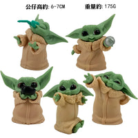 Lusy Store 5pcs/set Baby Yoda Grogu Mandalorian Action Figure Toys 4-7cm Yoda Baby Action Toys Star Wars Figuras Hot Kids Toys Xmas Gifts 