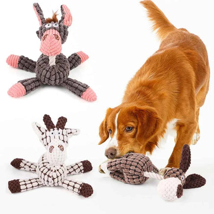 Donkey Plush Squeaky Dog Toy with Cotton Rope, Interactive & Chewable, Teeth Cleaning & Training Toy for Pets