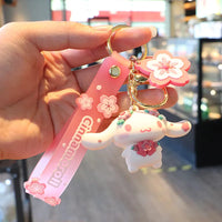 Sakura Figurine Keychain Pink Hello Kitty Melody Kuromi Model PVC yuguigou