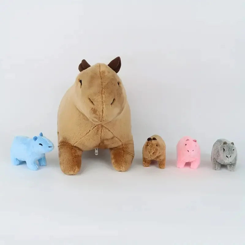 Lusy Store LLC Capybara Mother-child Water Guinea Pig Five-piece Soft Animal Doll Christmas Halloween Holiday Gifts Plush