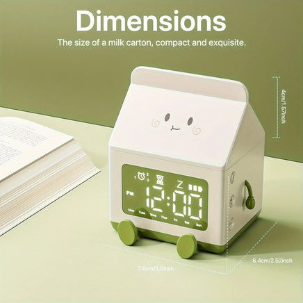 2025 Milk Box Digital Alarm Clock - Cute LED Date Display with Countdown, Multifunctional Bedside Table Clock for Home Office Lusy Store