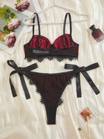 Adults Ladies Sexy Lingerie for Women's Underwear Lace Wine Red Sexy Bras and Thong Open Set Halloween Costumes for Women