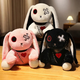 Lusy Store LLC Dark Series Plush Rabbit Toy Pentacle Moon Vampire Doll Stuffed Gothic Rock Style Bunny Halloween Plush Home Decor Plush