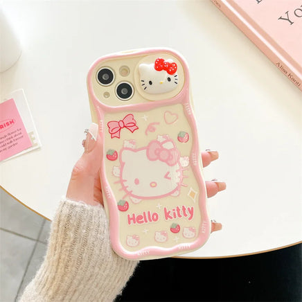 Pink Hello Kitty Sanrio Push Window Lens Phone Case for iPhone 11-16 Pro Max