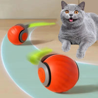 Interactive Cat Ball with Faux Tail, Automatic Rolling & Rechargeable, Smart Electric Mouse Toy for Dogs & Cats 2PC Orange