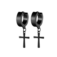 2-14pcs Stainless Steel Punk Dangle Hoop Piercing Earrings with 2Pairs Fairy Elf Ears for Women Men Halloween Cosplay Photo Prop 2pcs Black D