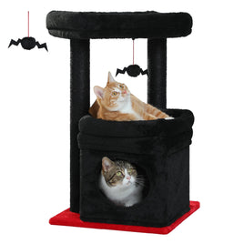 Cat Tree Tower with Cozy Condo & Top Perch Black as picture