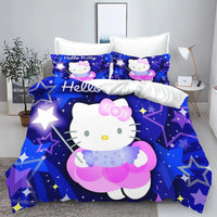 Kuromi & Hello Kitty Sanrio Cute Cartoon Duvet Cover Set 100% Polyester Bedding for Kids & Adults 2/3pcs Soft & Comfortable 5 set