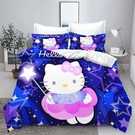 Kuromi & Hello Kitty Sanrio Cute Cartoon Duvet Cover Set 100% Polyester Bedding for Kids & Adults 2/3pcs Soft & Comfortable 5 set