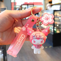 Sakura Figurine Keychain Pink Hello Kitty Melody Kuromi Model PVC kuluomi
