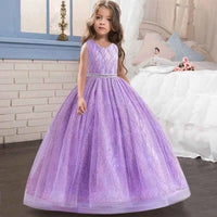 2024 New Girls' Dress Luxury V-neck Sequin Tulle Party Dress Christmas Ball Evening Dress Fluffy 6.8. 10.12 Halloween Costumes
