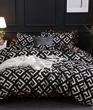 Luxury Black Bedding Comforter Set with Pillow Case SIngle Full Size Bed Linen Duvet Cover Set Queen/King Double Single Bed Lusy Store