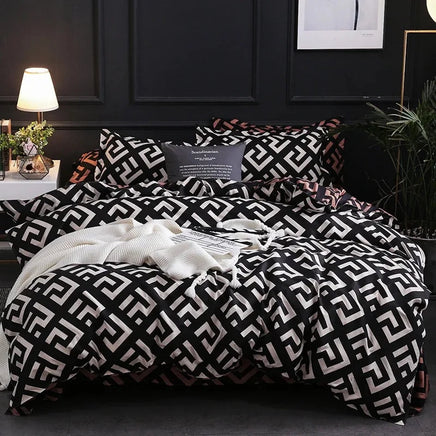 Luxury Black Bedding Comforter Set with Pillow Case SIngle Full Size Bed Linen Duvet Cover Set Queen/King Double Single Bed Lusy Store