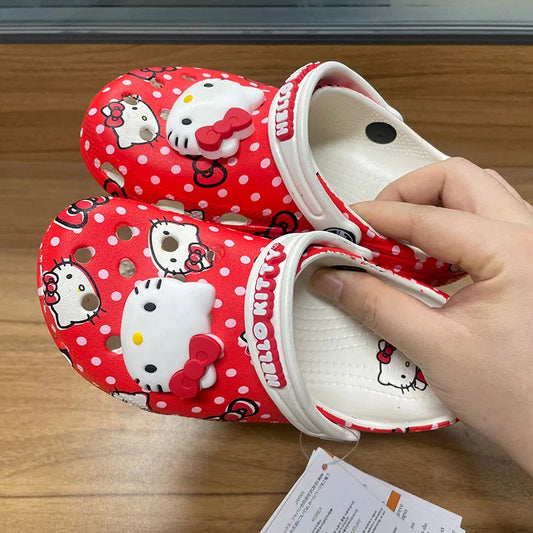 Hello Kitty Hole Sandals adult Slippers Sandals Kawaii Eva Anime Home Beach Shoes Summer Slippers With Accessories Gift Lusy Store
