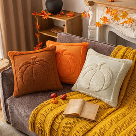45x45/50x50cm Halloween Pumpkin Plush Pillowcase Cojines Festival Pumpkin Double-Sided Plush Cushion Cover Headboard Pillowcases