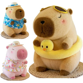 Lusy Store LLC Beachwear Capybara Plush Toy Cute Simulation Yellow Duck Swim Ring Capibara Kawaii Stuffed Animals Gifts Plush