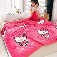 Hello Kitty Cartoon Blanket Kawaii Kt Cat Home Textile Flannel Soft Warm Throw Blanket Bedding Sofa Cover for Girls Gift Style 1