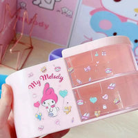 Sanrio Desktop Transparent Drawer Pen Holder Cute Kuromi Cinnamoroll Students Creative Cartoon Pen Holder Stationery Storage Box