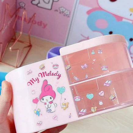 Sanrio Desktop Transparent Drawer Pen Holder Cute Kuromi Cinnamoroll Students Creative Cartoon Pen Holder Stationery Storage Box