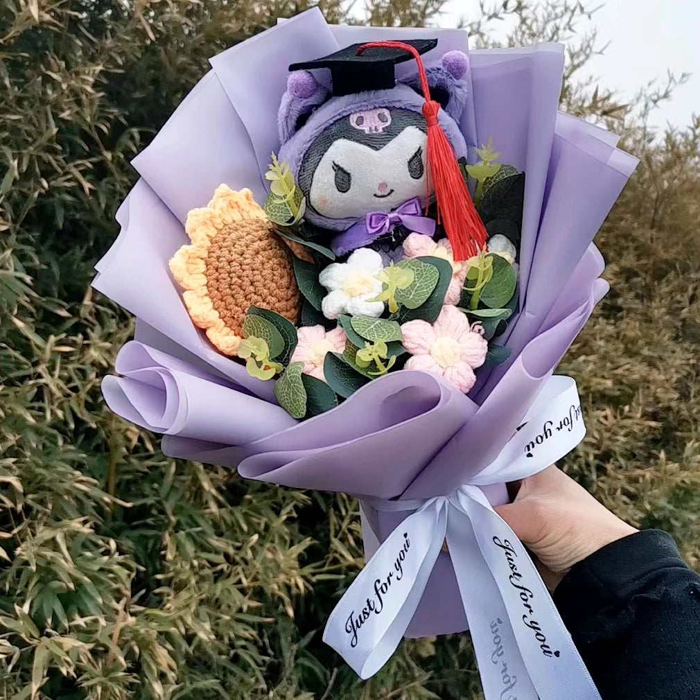 Lusy Store LLC Graduation Bouquet Hello Kitty Kuromi Plush Doll Toy Woman Valentine's Day Gift Bouquet