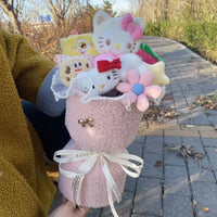 Lusy Store LLC My Melody Hello Kitty Stitch Plush Doll Creative Flower Bouquet Valentine Christmas Graduation Birthday Gift Plush