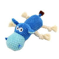 Dog Squeak Toys, Rope for Large Dogs and Medium Aggressive Chewers, Puppy Teething Interactive, Indestructible Dog Toy Blue Hippo