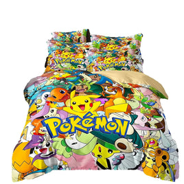 3D Printed Pikachu Bedding Set,Pokemon Duvet Cover,Anime Quilt Duvet Pillowcase for Children Girls Boys Teenagers Adults Lusy Store