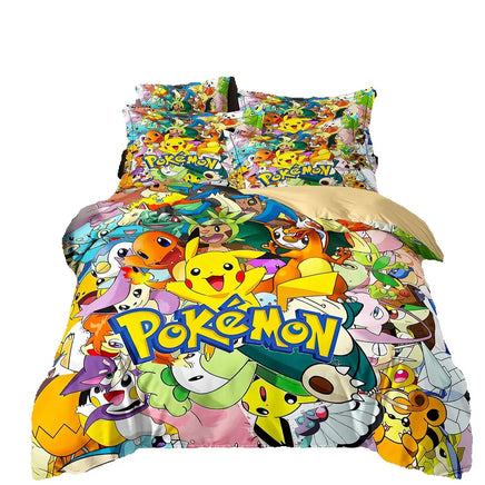 3D Printed Pikachu Bedding Set,Pokemon Duvet Cover,Anime Quilt Duvet Pillowcase for Children Girls Boys Teenagers Adults Lusy Store