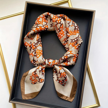27.56" Paisley Print Small Square Scarf Simulated Silk Thin Neck Scarf Mature Style Sunscreen Headscarf For Women Lusy Store