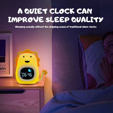 Night Light Clock Cat Baby Sleeping Training Musical Alarm Clock Led Night Table Light Children Sleep Training A