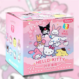 Eraser Rubber 32pcs Kawaii Students Stationery Kuromi Hello Kitty 3D Eraser Clean Tools Gifts