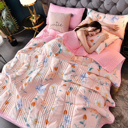 Quilted Spring Summer Quilt Soft Lightweight Duvet Summer Blanket Queen Breathable Blankets Comfortable Washable Double Quilts Lusy Store